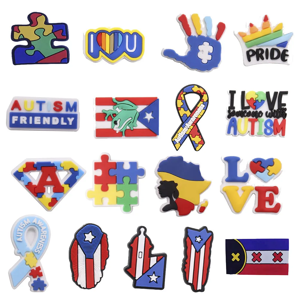 

1 шт. подвески для обуви из ПВХ, картина маслом, цветной пазл, галстук, аксессуары в английском стиле, Пряжка для обуви, украшения, подходит для браслета, подарок для детей