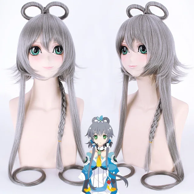 

100CM Vocaloid Luo Tianyi Women Silver Gray Long Wig Cosplay Costume YAYIN GONGYU Heat Resistant Movies Hair Cosplay Wigs