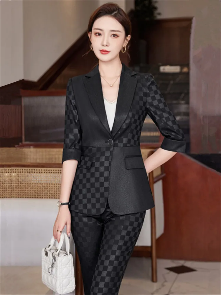 Summer Pants Sets For Women 2 Piece Set Half Sleeve Blazer