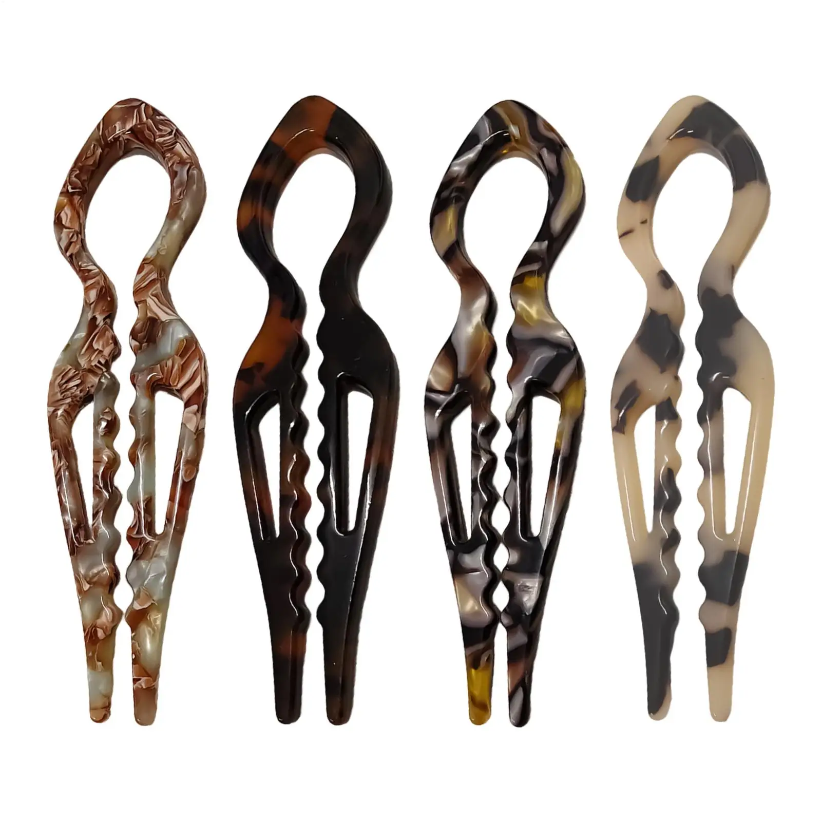 4Pcs U 모양의 헤어 스틱 빈티지 프랑스 헤어핀 여성 아세테이트 헤어 액세서리 Diy 레트로 헤어 스타일 도구 새로운 헤어 클립