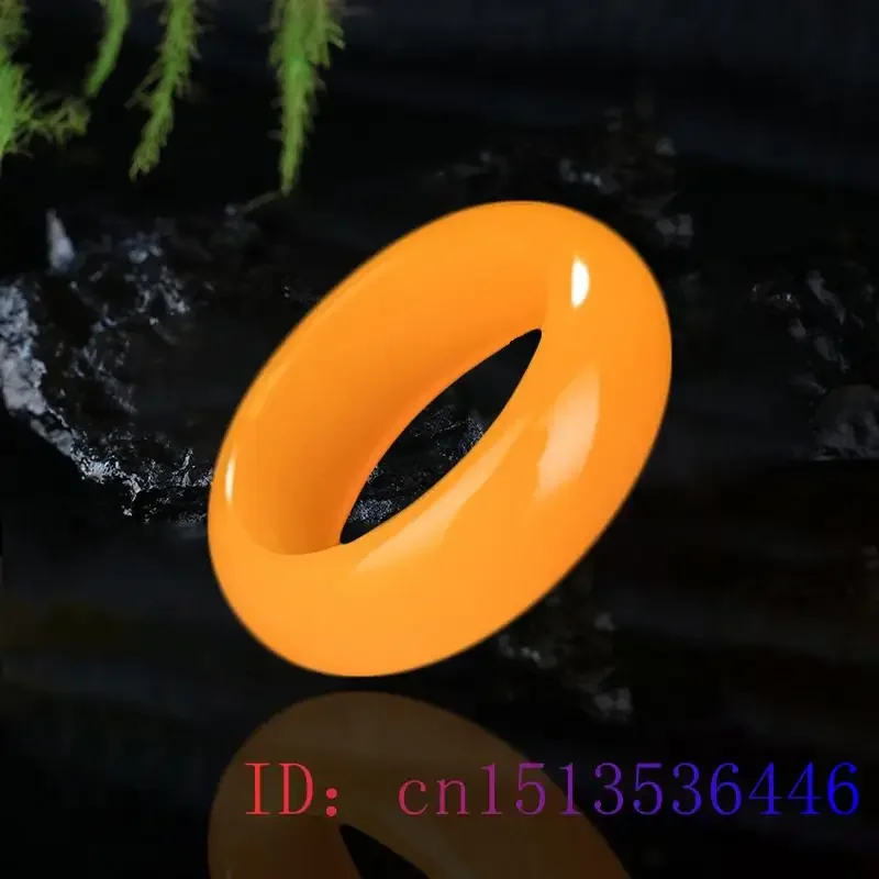 Yellow Jade Ring Jewelry Chinese Jadeite Charm Hetian Fashion Crafts Natural Woman Gifts Amulet Gemstone Carved 5