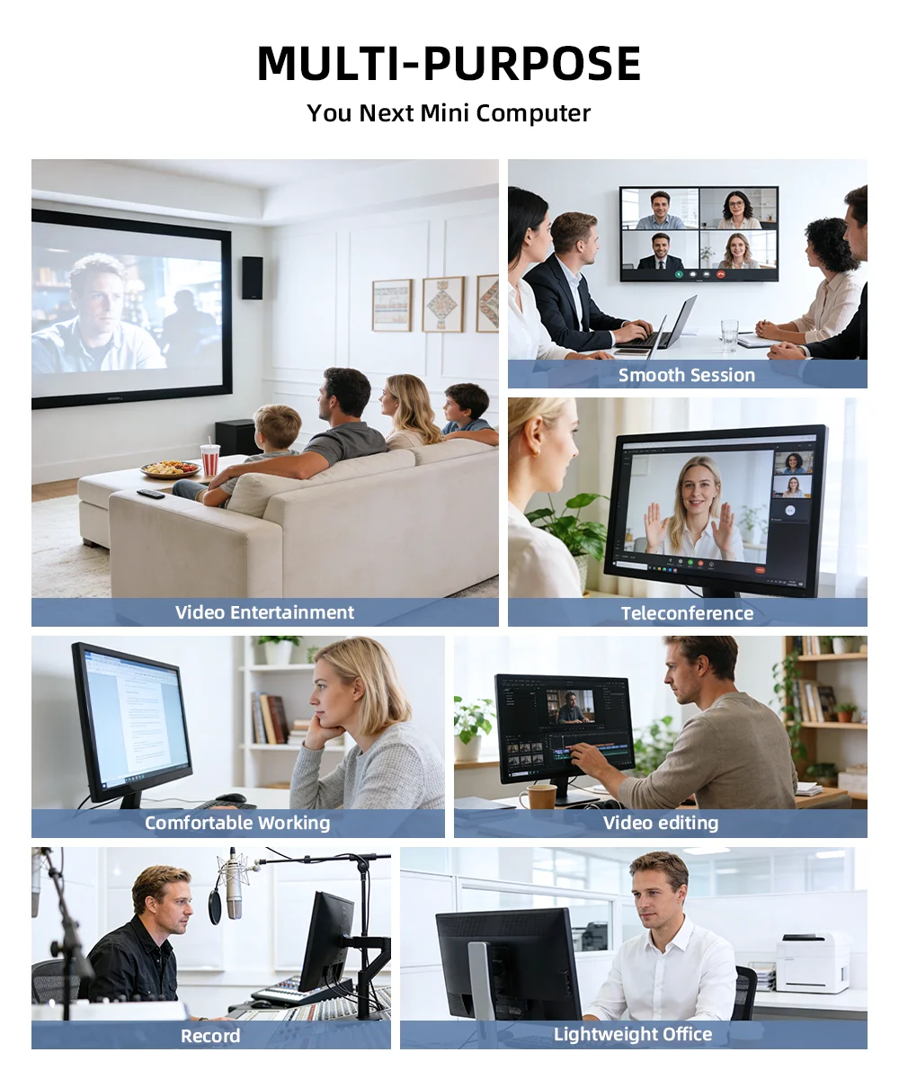 Texhoo MINI PC AMD Ryzen5 7530U 16G DDR4 2666MHz 512G M.2 SSD WIFI6 BT5.2 Dual LAN HDMI*2 4k@60HZ Display Desktop Mini Computers