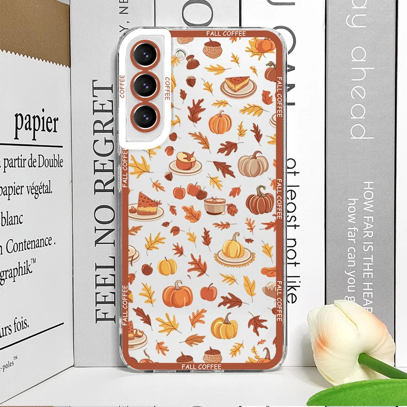 Autumn Pumpkin & Maple Leaf Transparent Soft Phone Case
