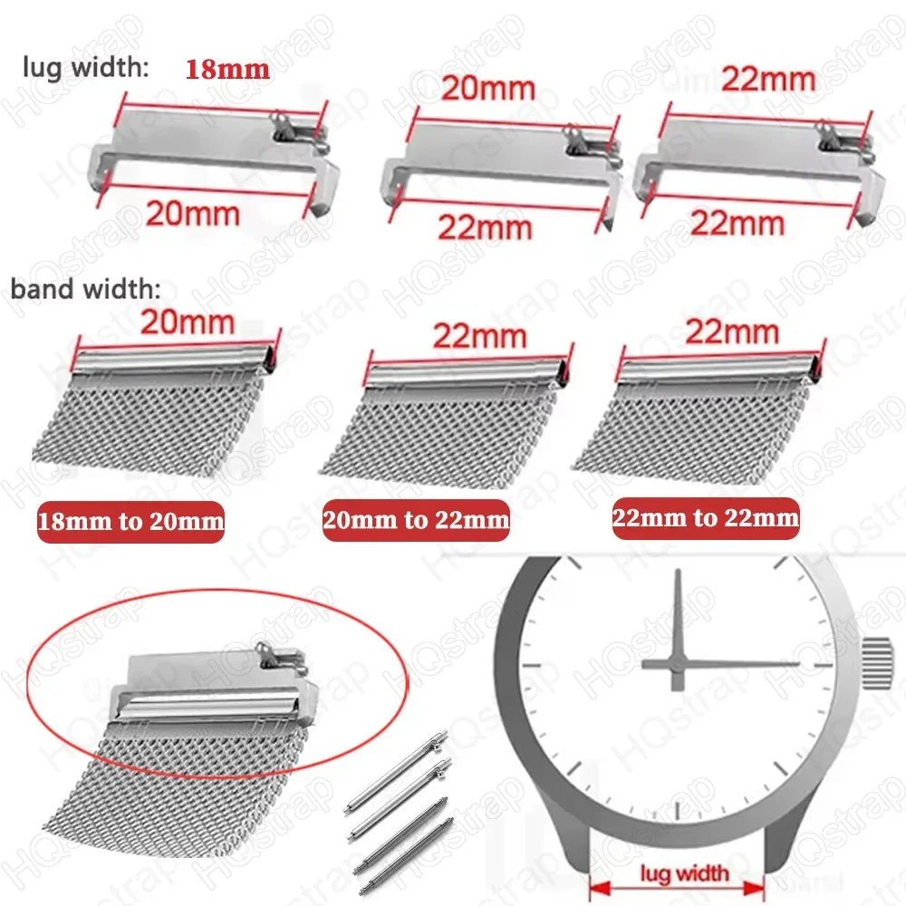 Universal Stainless Steel Watch Band Strap Adapter with Quick Release Spring Bars