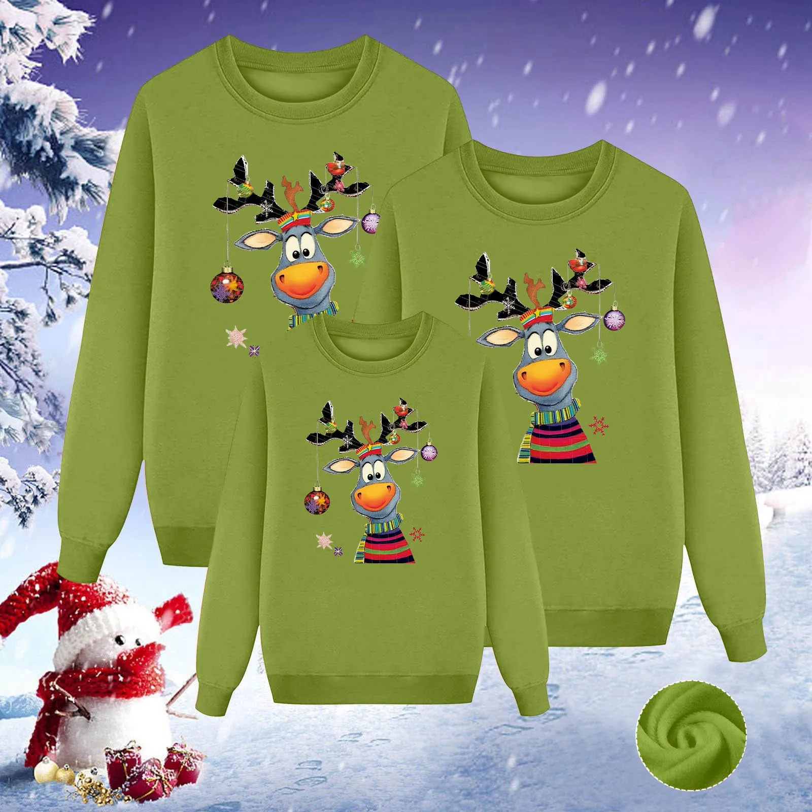 thumbnail image 4 of Conjunto familiar a juego con estampado de ciervos, sudaderas con capucha con estampado de manga larga para Navidad, sudadera para madre e hija, blusa, camisas para familia, 4 of 5