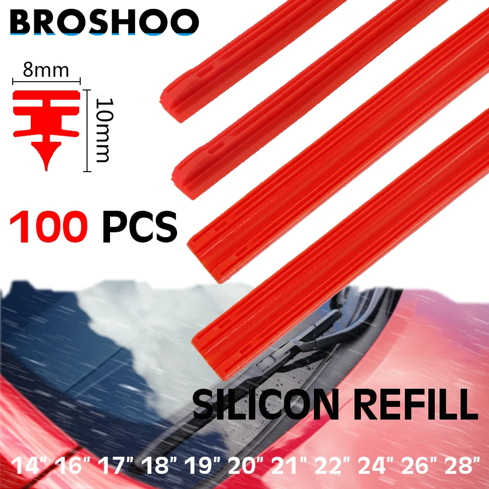 

100pcs/Lot Car Vehicle Insert Silicon Strips Wiper Blade (Refill) 8mm Soft 14" 16" 17" 18" 19" 20" 21" 22" 24" 26" 28" Car Wiper