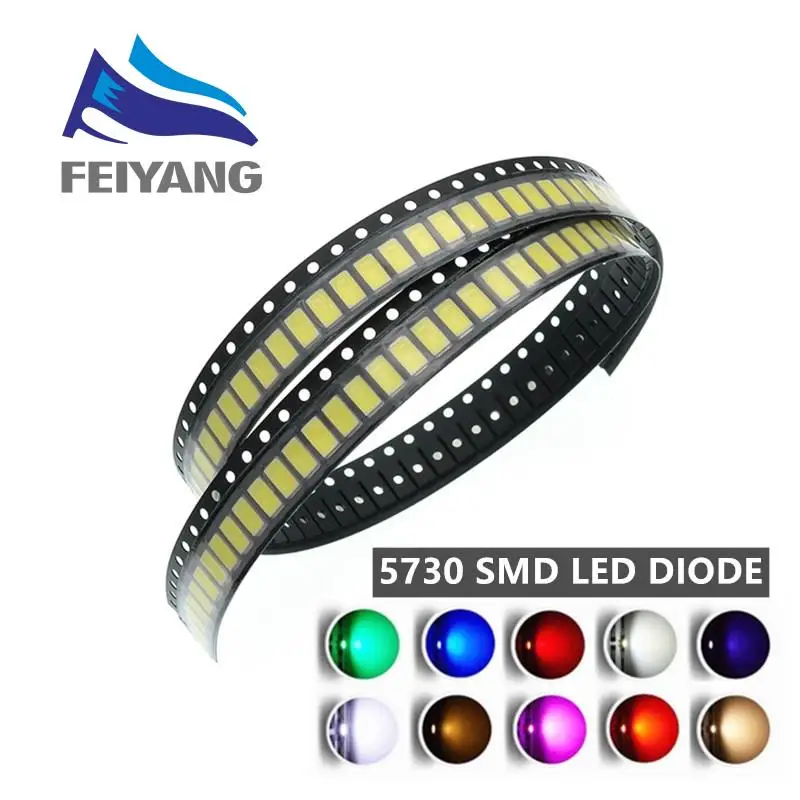 100pcs/lot SMD LED Diodes 5730 5630 Diode Diodo Kit Green RED WARM White ICE Blue Yellow Pink Purple-UV Orange | Электронные