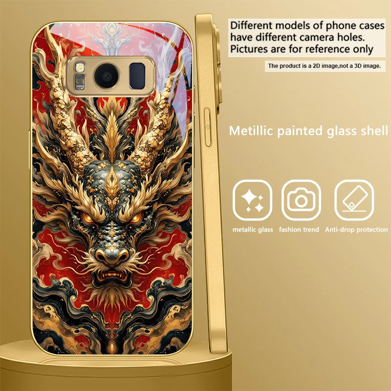 Majestic Golden Eastern Dragon Glass Phone Case