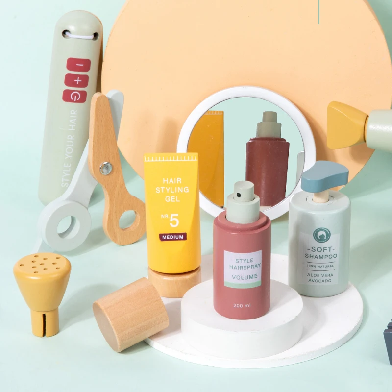 Make Up Beautiful Makeup Set Hairdressing Simulation Wooden Toy For Girls Children Dressing Cosmetic Girls Pretend Play Kid