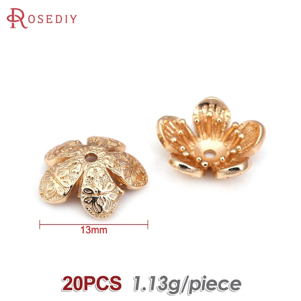 Elegant 18K Gold Brass Floral Bead Caps for DIY Jewelry & Earrings