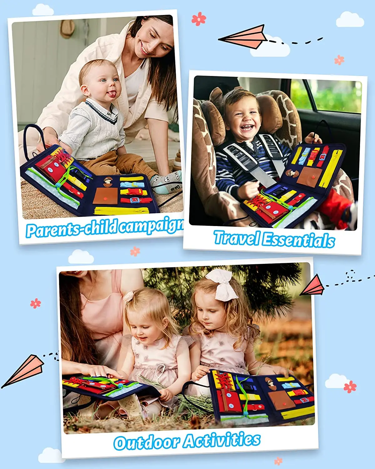 Busy Board Montessori Toys for 1 2 3 4 Year Old Boys Girls Gifts Autism Educational Sensory Travel Toys Activity Board Gift 4