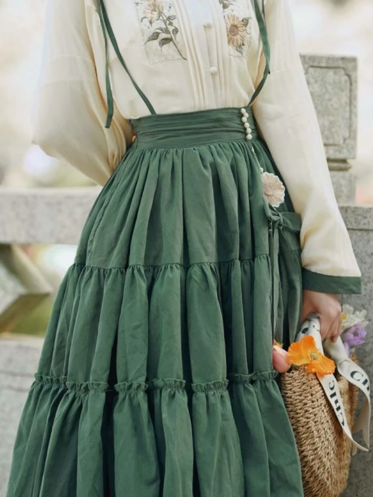 Women High Waist Long Skirt Sweet Pleated Ladies Steetwear Bow Skirt Solid  Color Maxi Skirts Full Length Flared Ladies Skirts - AliExpress