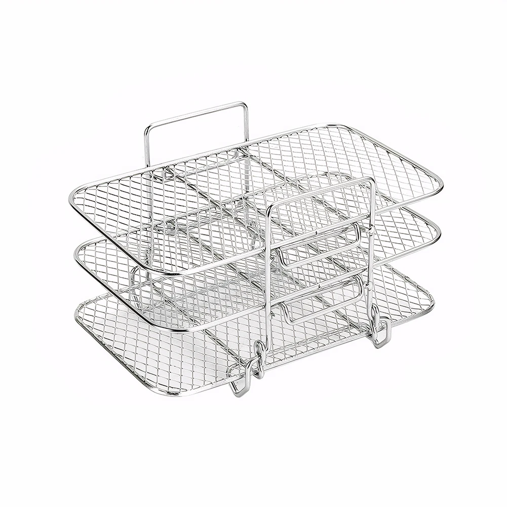 S72cc9898ce9f459599950a28f25792a1P Air Fryer Rack Grilling Rack Basket Stainless Steel 3 Layers Air Fryer Accessories Oven Grill Steamer Stackable Kitchen Gadgets Mallzona