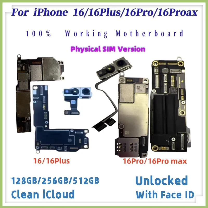 iPhone16 マザーボード　Face ID付き IPhone用マザーボード,16 plus,16 pro,16 pro max,Face ID付き