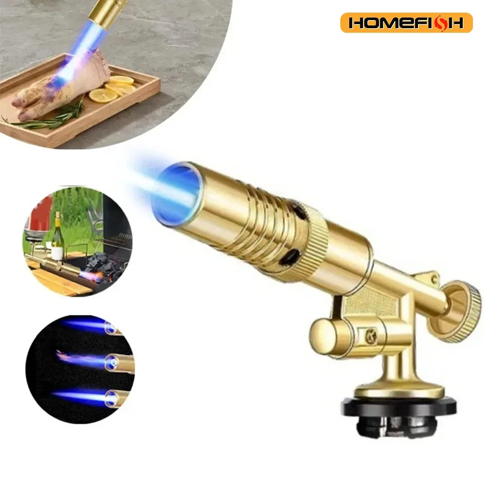 Portable Gold Copper Gas Welding Torch High Temperature Flame BBQ Cooking Brazing