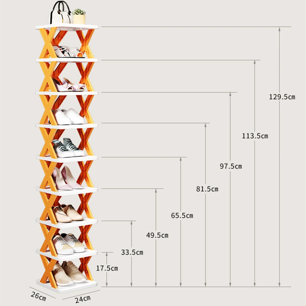 Narrow Shoes Rack 2-9 Tiers Small Vertical Shoes Stand DIY Storage Organizer Rack Easy Assembly Space Saving Shoe Rack