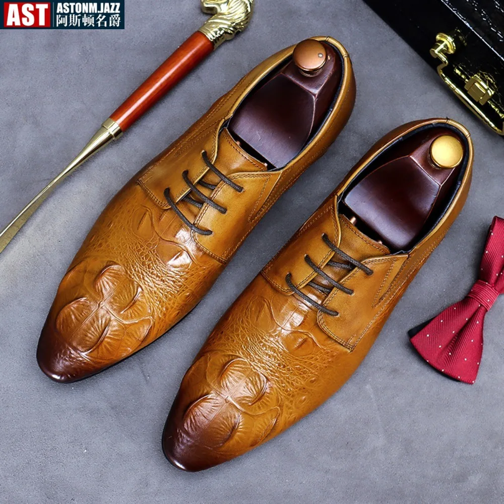 

Handmade Leather Shoes Men's Business Dress Shoes Real Leather Casual Shoes Vintage Men's Pointed Toes Groom Wedding Men's Shoes