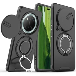 Enhanced Armor Case with Magnetic Bracket and Lens Protection - Shockproof Cover for Honor X6b 5G (Black)