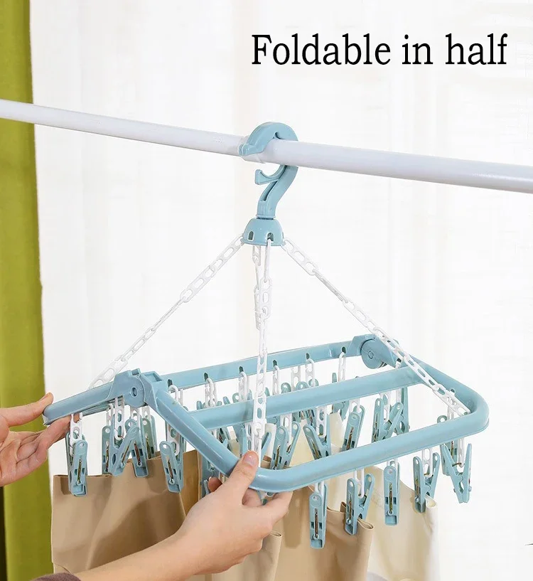 32 /12Clips Socks Clothes Drying Hanger with  Underwear Drying Folding Laundry Hanging Rack 4