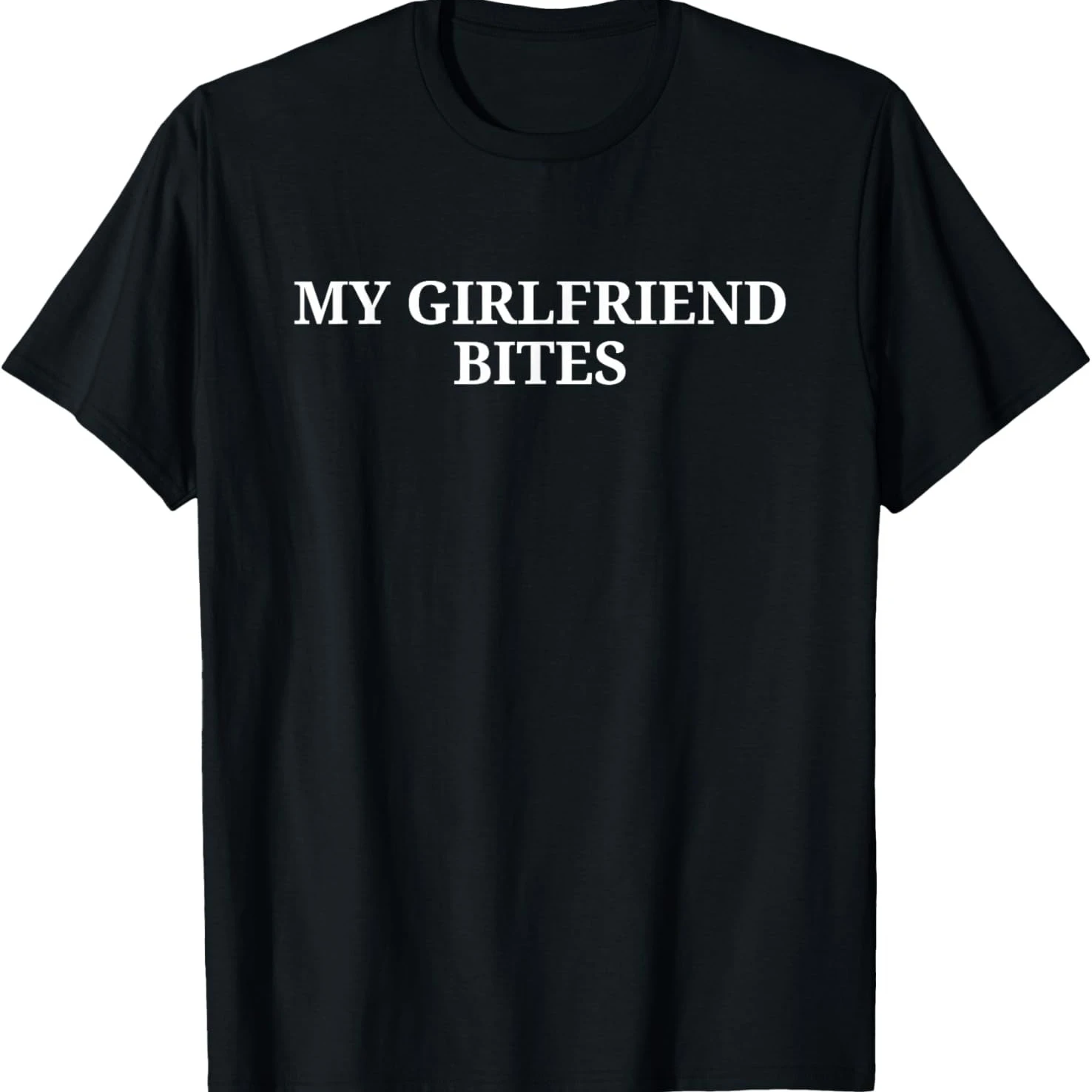 Lustiges My Girlfriend GF Bites T-Shirt für Männer und Frauen, modisch, Vintage-Stil, O-Ausschnitt, Humor, kurzärmelig, übergroße Baumwolle, lässiges T-Shirt, Geschenke