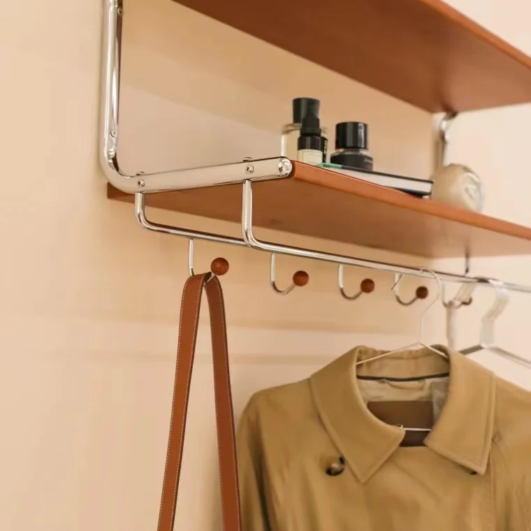 Minimalist Wall Shelf Hanging Storage Rack for Entryway Living Room Bedroom Vintage Solid Wood Bookshelf