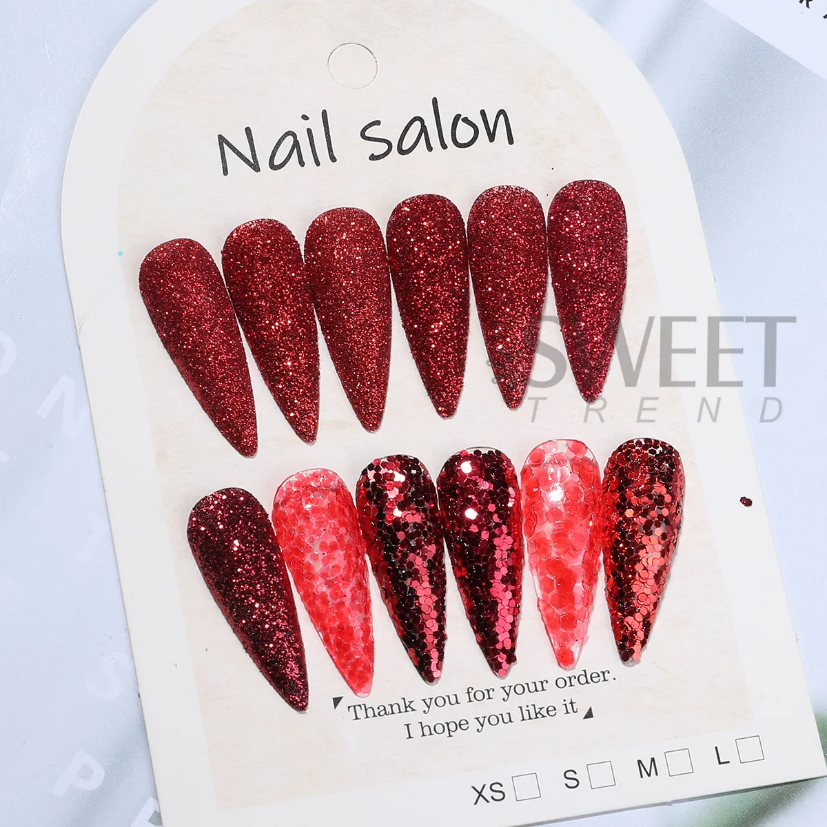 12pcs Reflective Red Nail Glitter Sequins New Year Style Hexagon Slices Spangles Happy Festive Valentine's Manicure Paillettes