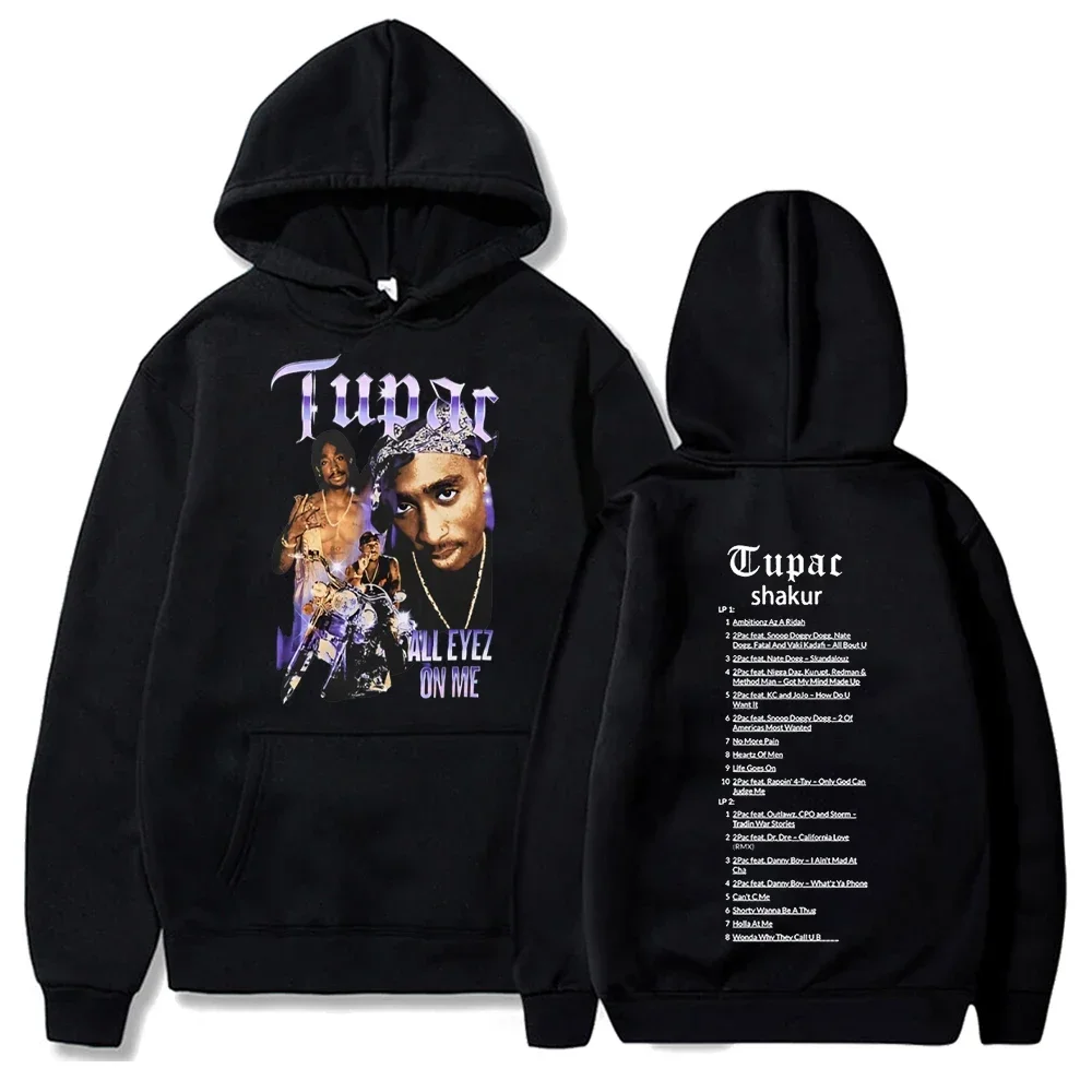 Tupac Hoodies 2pac Sweatshirts Rapper Printed Hoodie Streetwear Y2k Sweater Casual Loose Sweatshirt Autumn Fleece Pullover Hoody 2