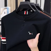 Winter New Men's O-Neck Pullove Knitwear Sweater Luxury Quality Two Piece Buttons Color Block Thicken Fashion Commuter Menswear