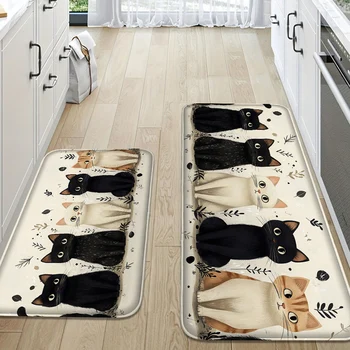 Cat Chicken Cartoon Kitchen Absorbent Mat Flannel Comfortable Living Room Sofa Floor Mat Modern Soft Fluffy Home Carpet 1