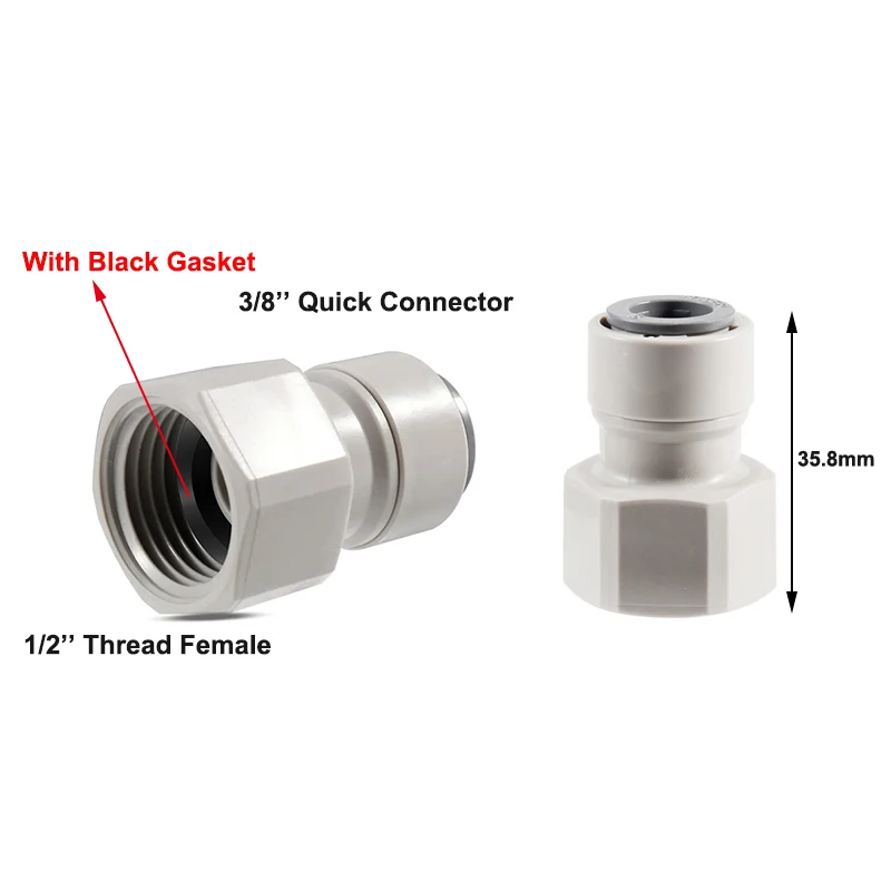 2Pcs 3/8(9.5mm) Push In Fittings To 5/8 1/2 3/4 Thread Female Adapter Plastic Quick Connector Joint For Keg Coupler Tap Shank