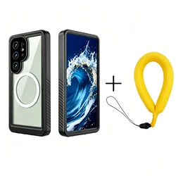 IP68 Waterproof Floating Phone Case with Secure Hanging Rope for Snorkeling and Swimming (Black)