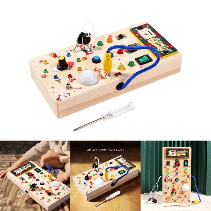 

Creative Wooden LED Toy with Switches and Plugs Enhance Children's Hands on Skills and Creativity