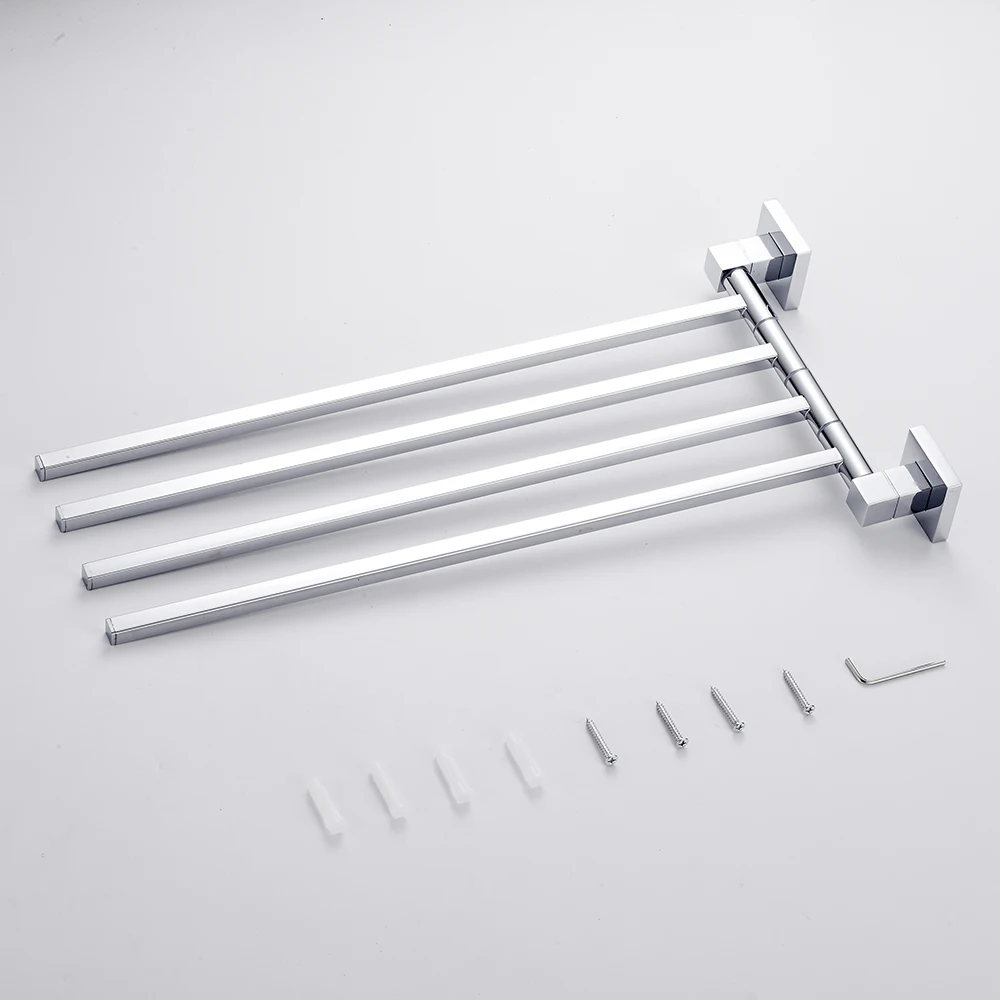 Stainless Steel Swivel Towel Bar Space Saving Wall-Mounted 2/4 Arm Rotatable Towel Storage Holder for Home Kitchen Bathroom towel rack towel holder