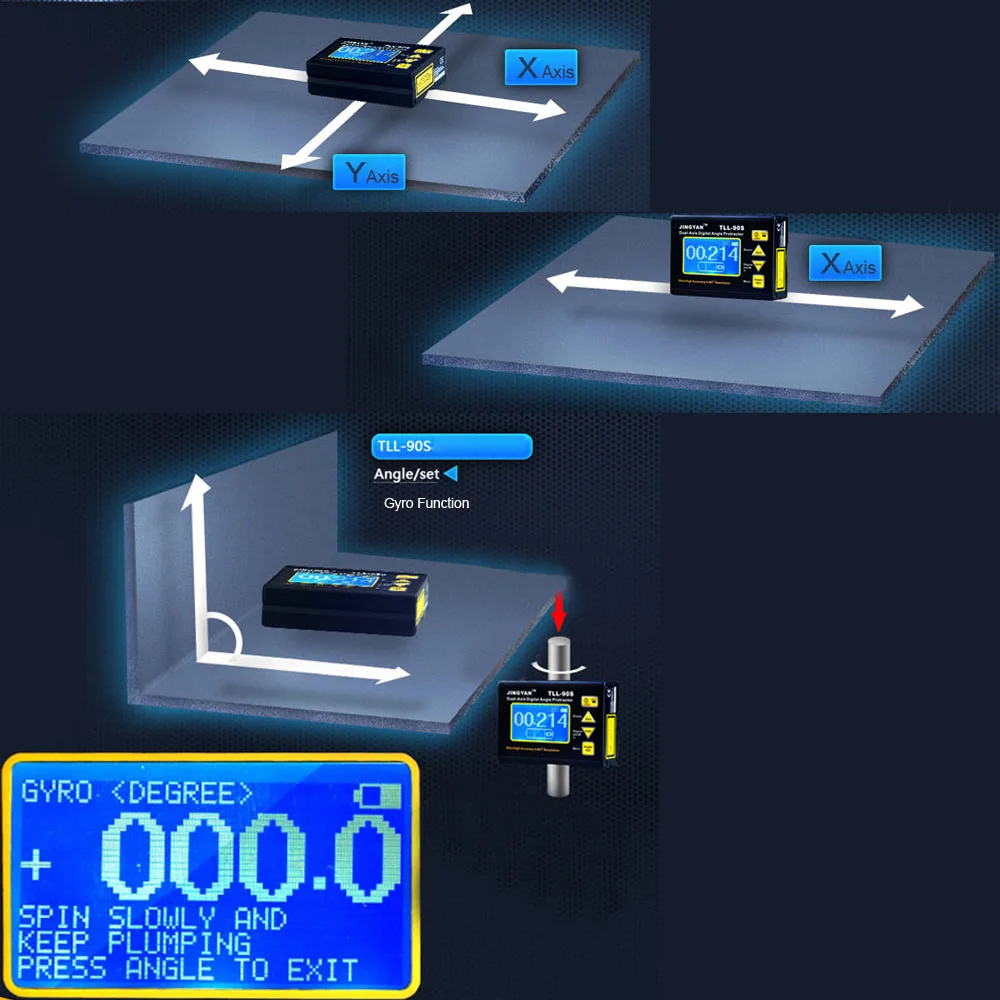TLL-90S Super High Precision Angle Meter 0.005 Digital Level Inclinometer Angle Protractor with LCD Display 100-240V 50-60Hz