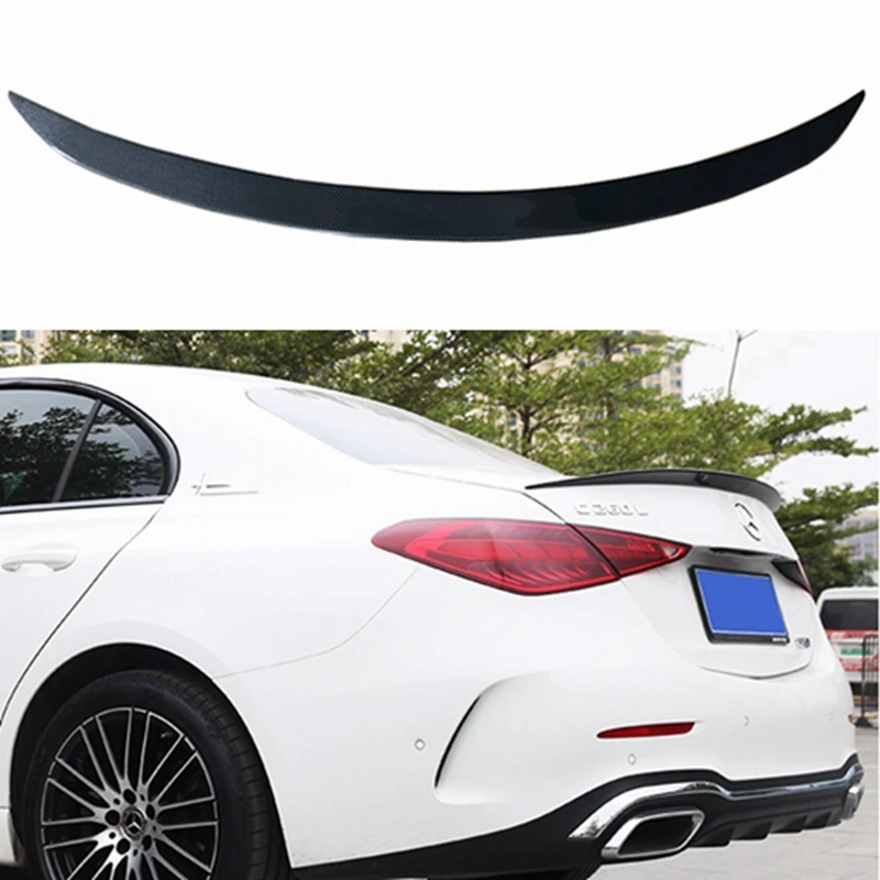 

For Mercedes W206 Sedan C-Class 4DOOR C200 C260 AMG Style Carbon Fiber Rear Spoiler Trunk Wing 2021-2023 FRP black Forged Carbon