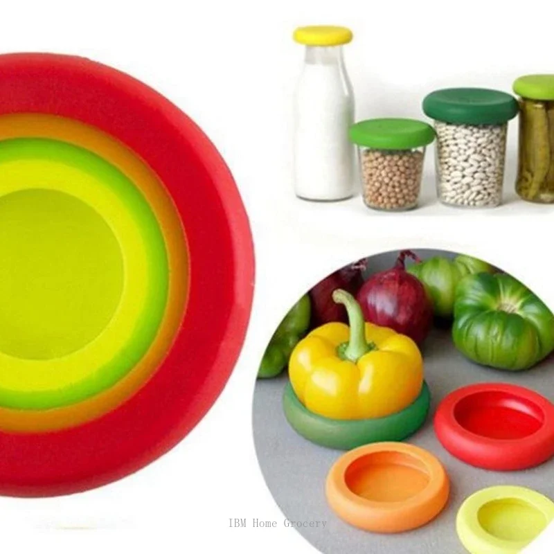 Silicone Food Cover 4pcs Creative Fruit And Vegetable Fresh-keeping Cover Silicone Food Hugger Fresh-keeping Cover Stretch Sealed Lids Reusable