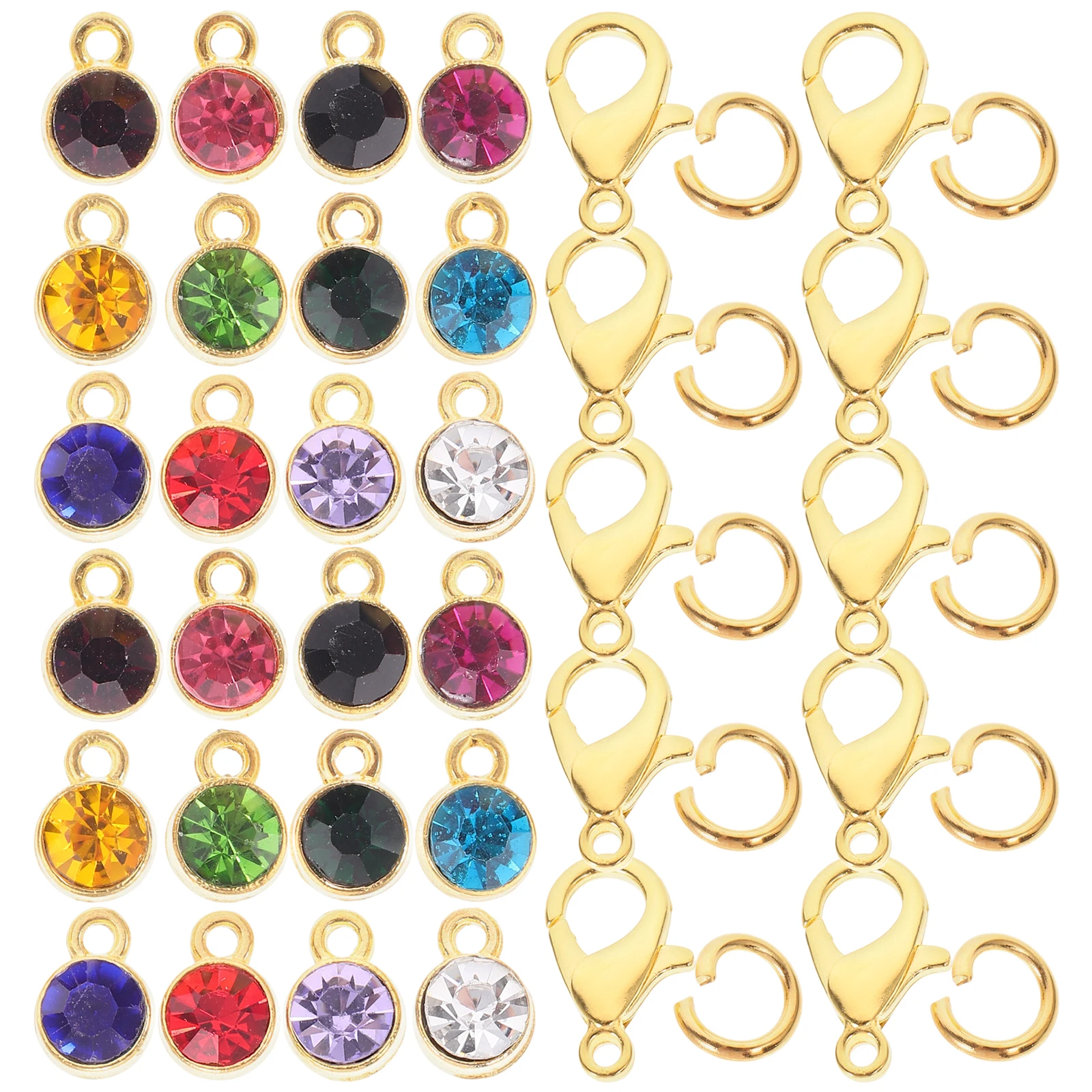 1 세트 탄생석 펜던트 보석 모양의 보석 만들기 용품 수제 액세서리 크리스탈 참..