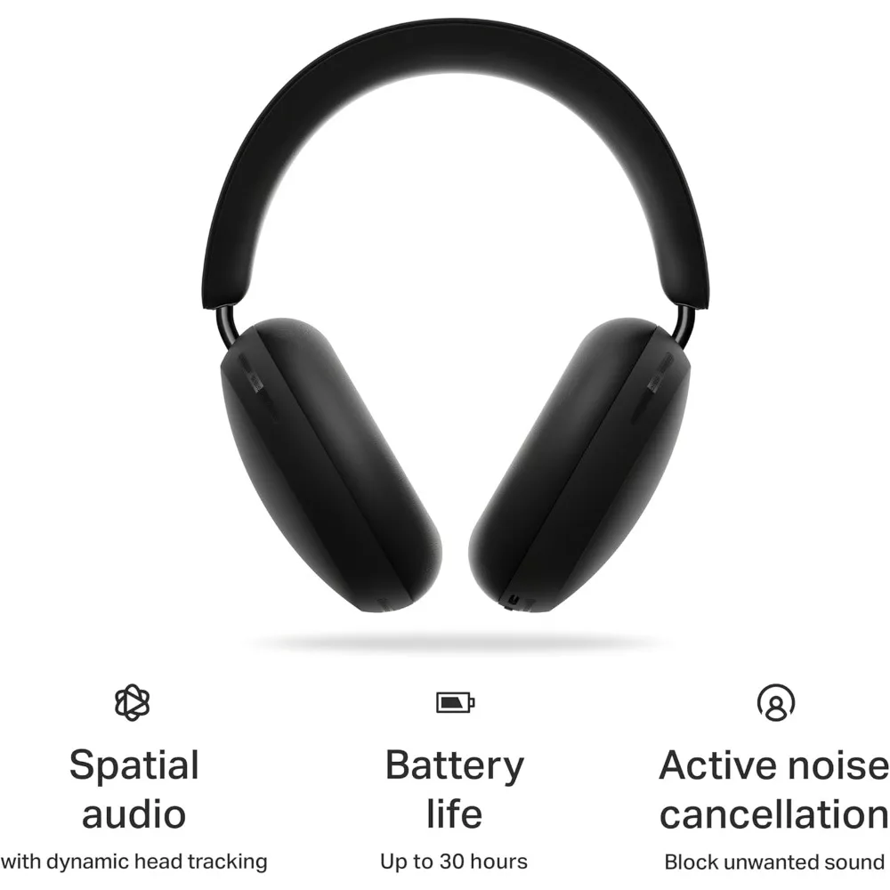 Ace - Black - Wireless Over Ear Headphones with Noise Cancellation 3
