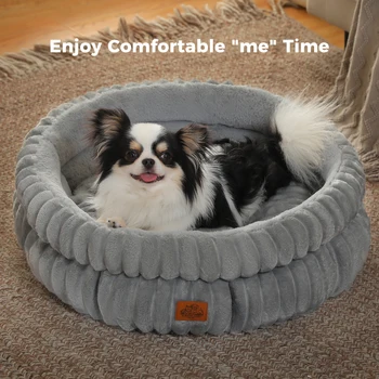 Dog Bed for Medium Dogs Cozy Cat Bed for Indoor Cats Washable Round Pet Bed House with Anti-Slip Bottom Suitable for All Seasons 1