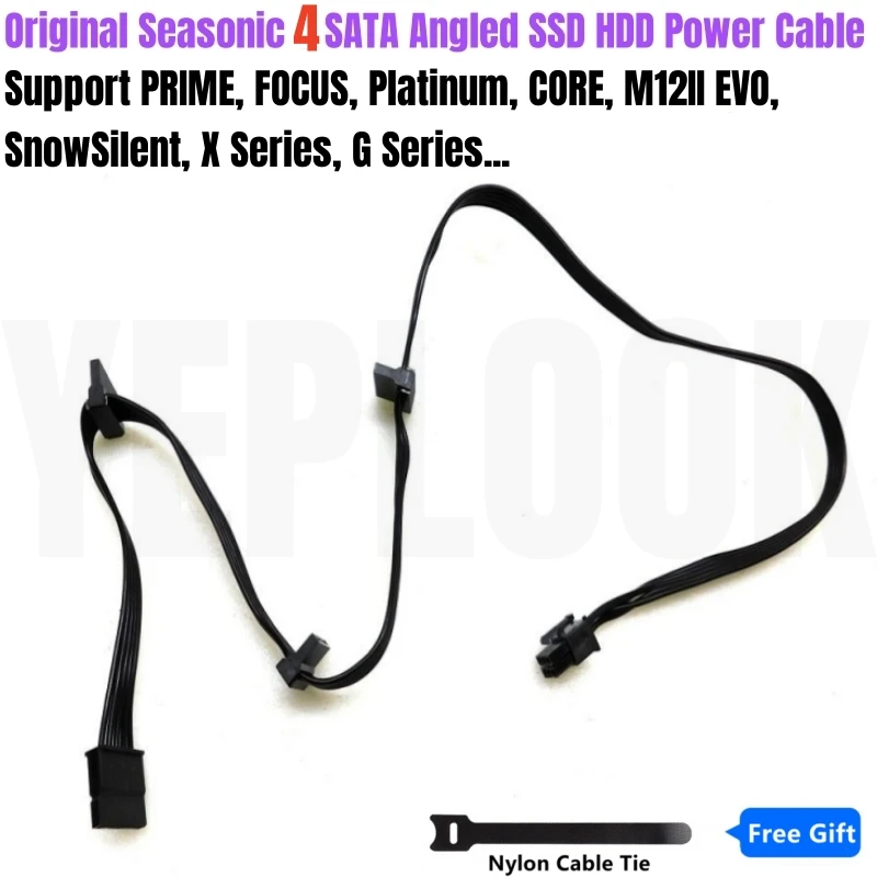 Оригинальный Seasonic 6Pin к 4 SATA угловой HDD SSD кабель питания для Seasonic Snow Silent 750 Вт 1050 Вт 1250 Вт модульный блок питания