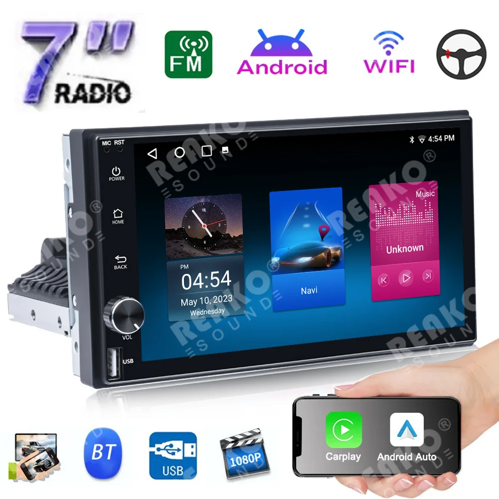 

X-REAKO 1 Din Carplay Android-auto Universal Car Radio IPS Multimedia MirrorLink Stereo Bluetooth USB 2+32g 7inch GPS Navigation