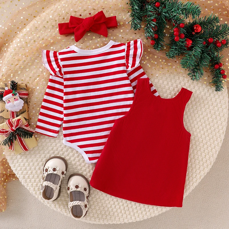 Baby Girl Thanksgiving Stripe Romper Dress Set