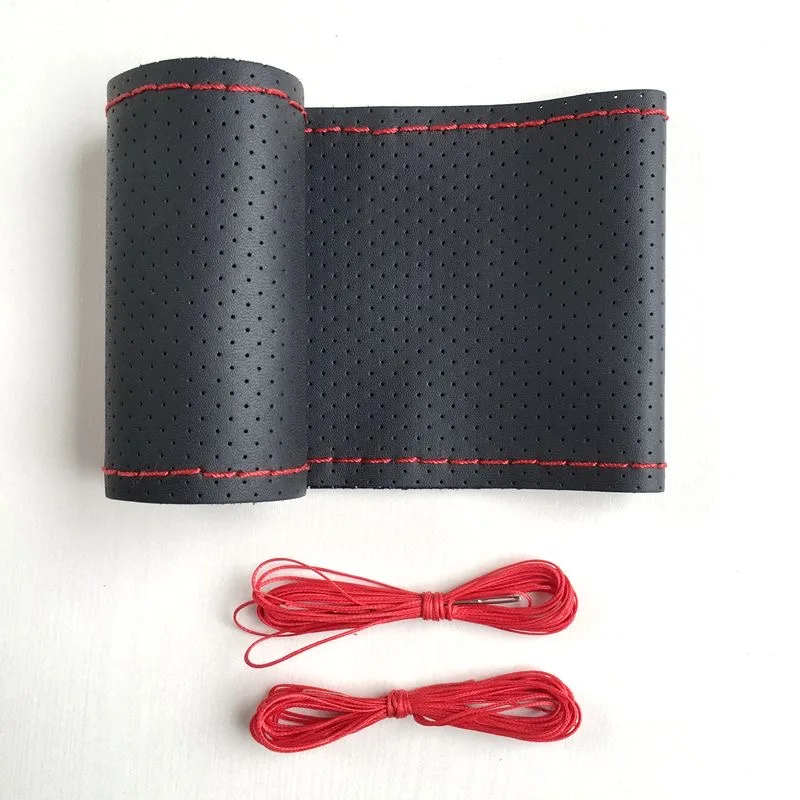 Steering Wheel Cover PU Leather Steering Wheel Cover Anti-Slip Braiding Cover For Steering Wheel Cowhide 37cm-38cm Protector