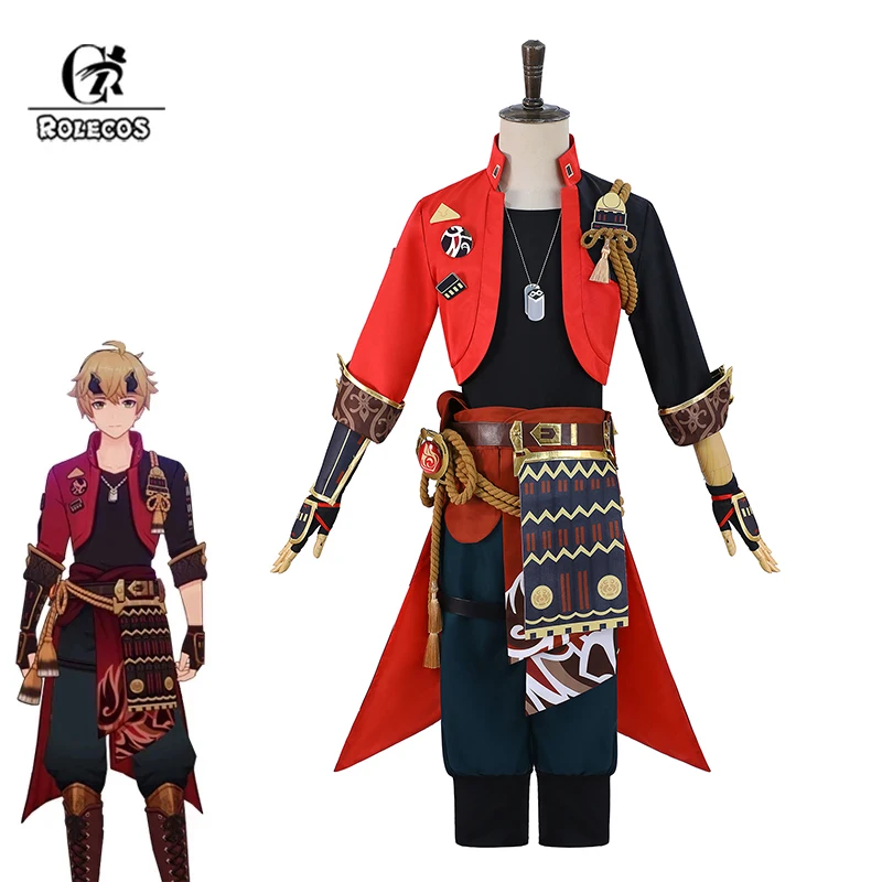 

ROLECOS Tohma Cosplay Costume Game Genshin Impact Thoma Costume Men Uniform Halloween Cosplay Outfit Suit Full Set with Headwear