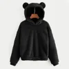 Women's Pullover Long Sleeve Fleece Sweatshirt Warm Bear Shape Fuzzy Hoodie Sweater Pullover 2