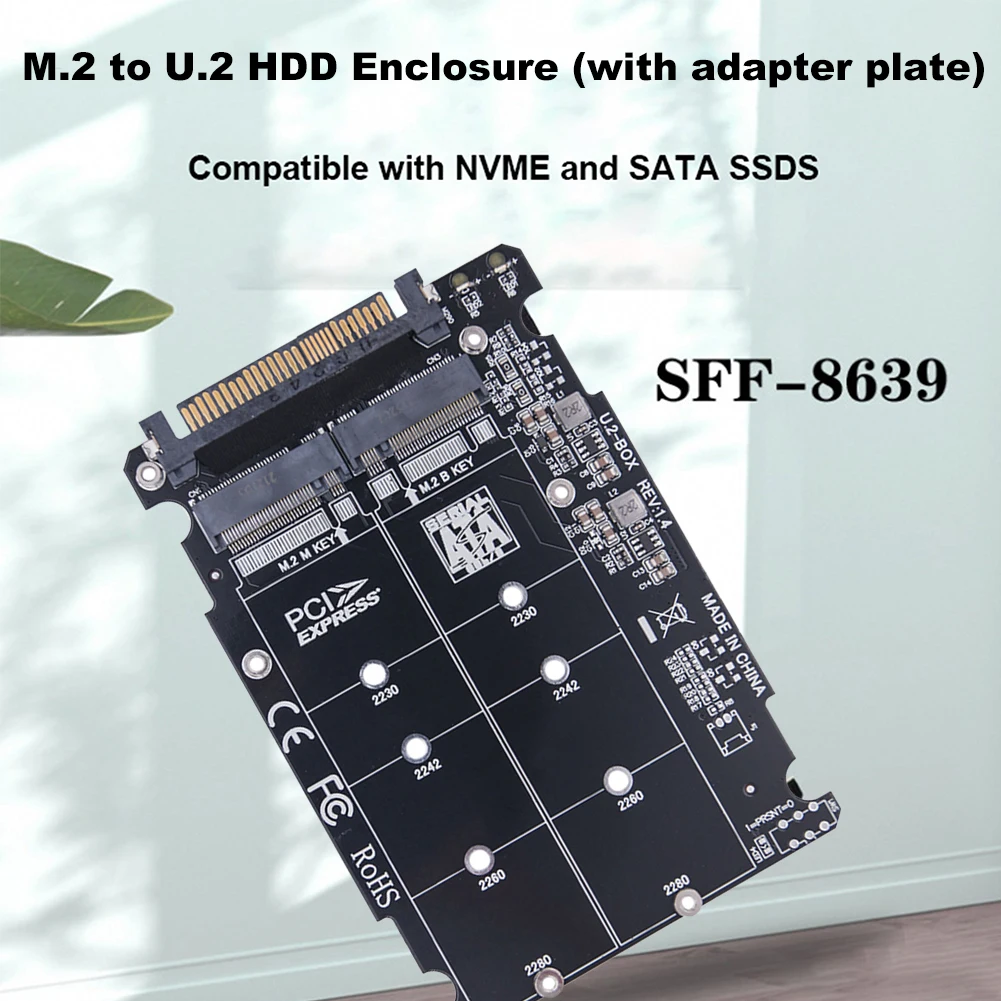 M.2 SSD To U.2 Adapter Card M.2 NVMe SATA-Bus NGFF SSD To PCI-e U.2 Adapter with Case NVME M.2 2280 SSD To U.2 SFF-8639 Adapter