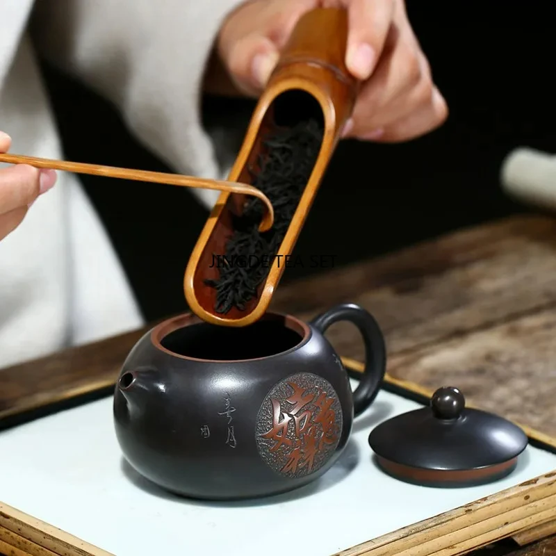 210ml Yixing purple clay teapot original ore red clay handmade Xishi ball hole filter pot Chinese Kung Fu tea set business gift
