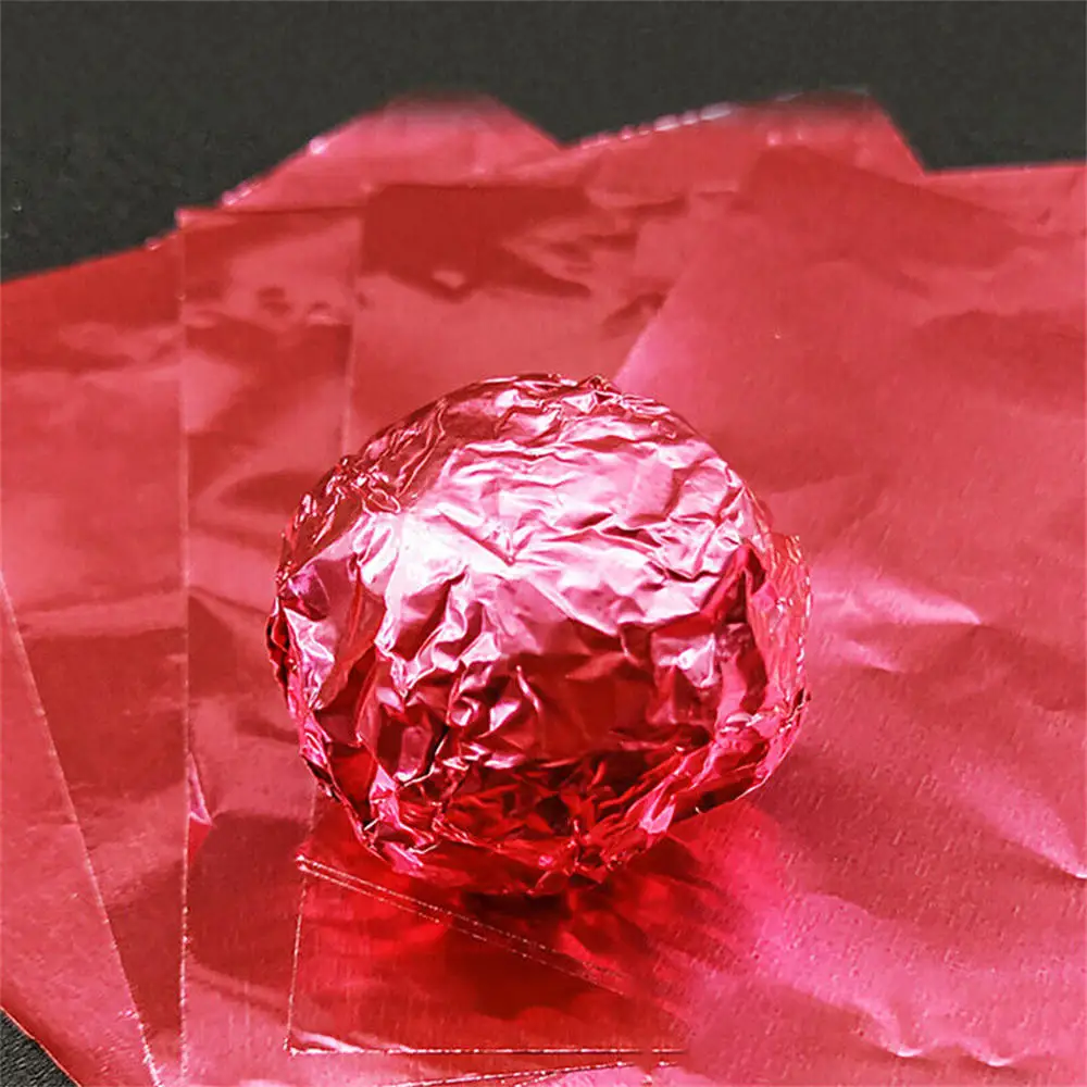 100 Stück 8 x 8 cm Aluminiumfolien, Geschenkpapierbögen, Folie, Süßigkeiten, Paketpapier, Schokolade, Süßigkeiten, Zucker, Lebensmittel, DIY-Backzubehör – Detail 12