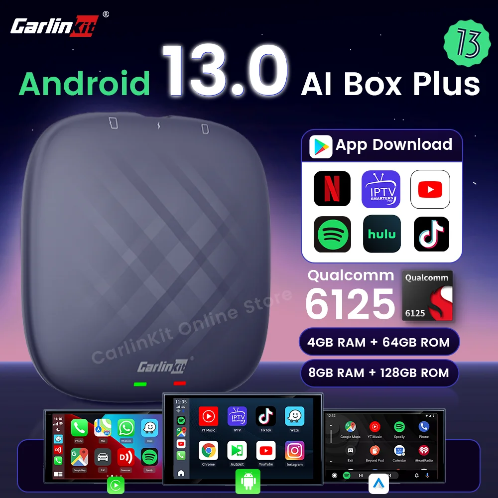 Carlinkit Android 13 Carplay Ai ボックス 8GB 128GB QCM6125 8 コア