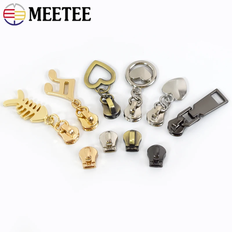 5용 Meetee 지퍼 슬라이더 10/20개    바느질 금속 지퍼 DIY 지퍼 헤드 가방 포켓 지갑 수리 키트 교체 재단사 도구